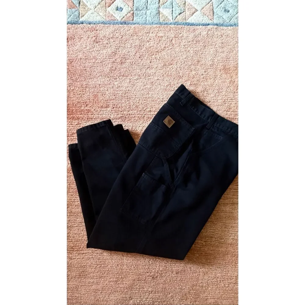 Carhartt Canvas Work Pants Black 36x30 Loose Fit Carpenter